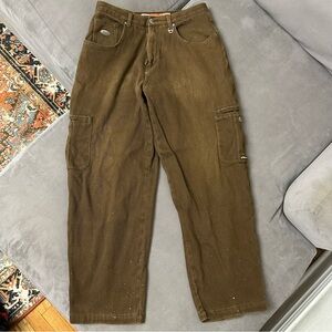 Vintage Lugz Jeanz Pants Size 32x31 Brown Cargo Corduroy Distressed